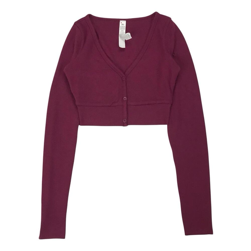 ALO YOGA Alolux Cropped Me Time Cardigan Top Small S Sweater Jacket Sweatshirt